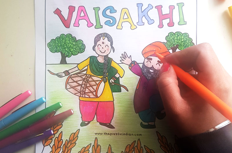 FREE Printable Vaisakhi Colouring Page