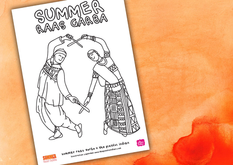 summer raas garba, colouring, playful indian