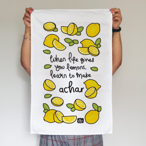 lemon achar tea towel