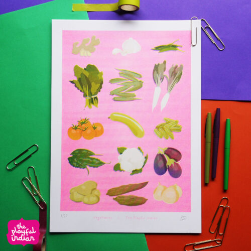 vegetables risograph print