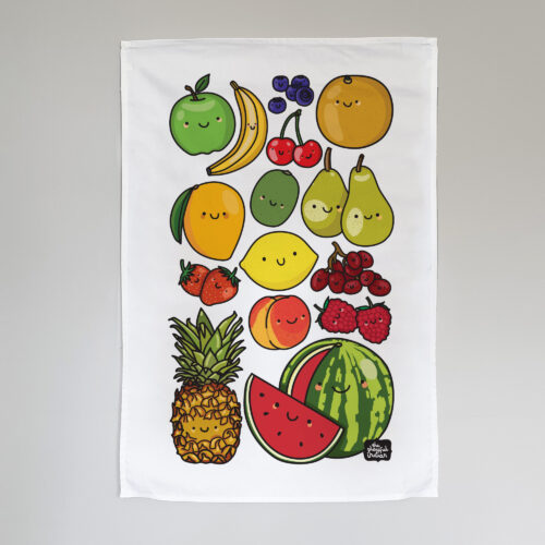 Happy Fruits tea towel