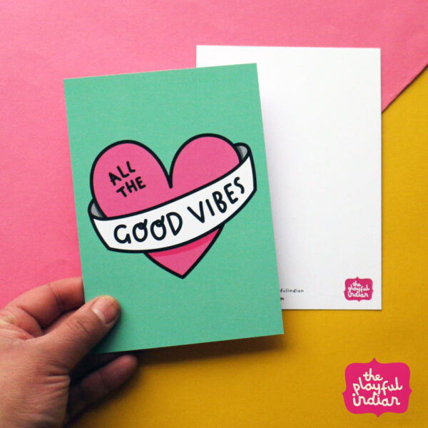 good vibes postcard