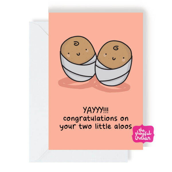 Two Little Aloos Baby Card