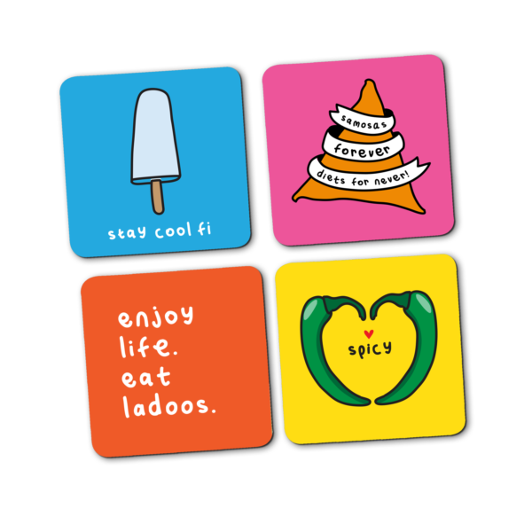 Set Of 4 Food Graphic Coasters