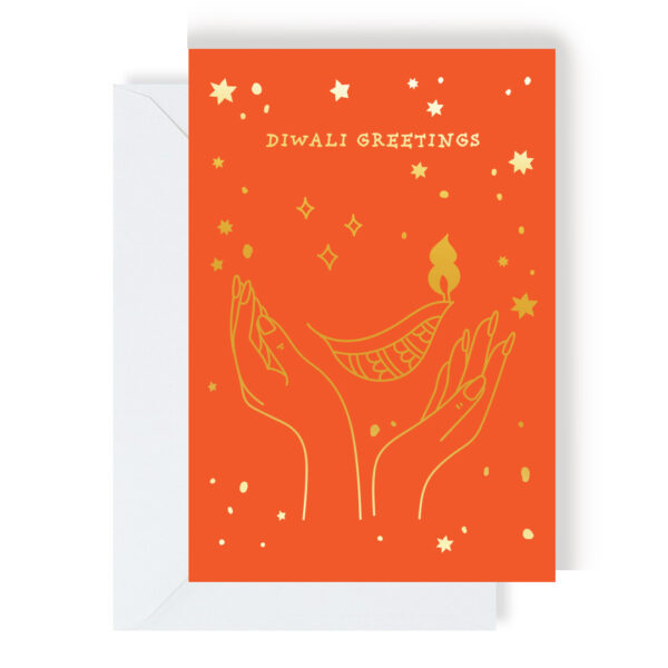 Orange & Gold Diwali Greetings Card