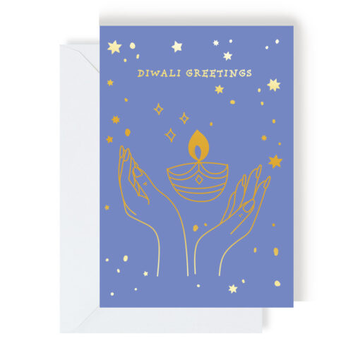 Lilac & Gold Foil Diwali Greetings Card