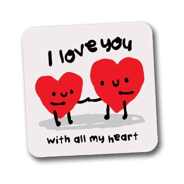 I Love You Red Hearts Coaster