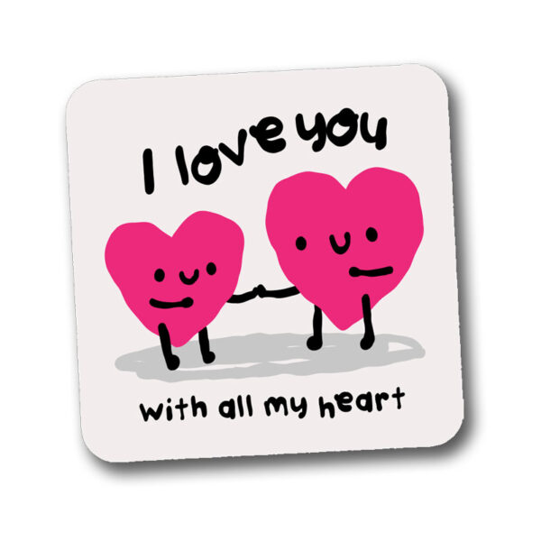 I Love You Pink Hearts Coaster